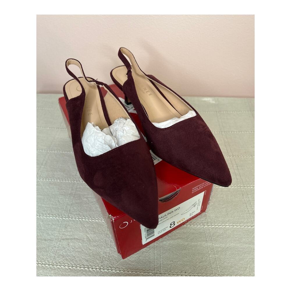 Journee Collection Paulina Women's Oxblood Patent Slingback Kitten Heel Sz 8 WD - Picture 4 of 16